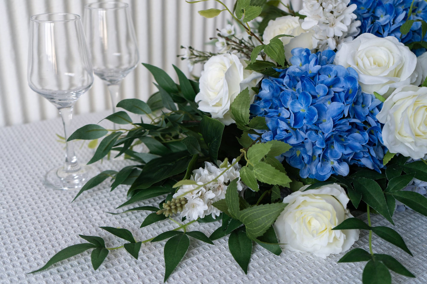 Blue & White Floral Table Arrangement – Wedding Table Decor