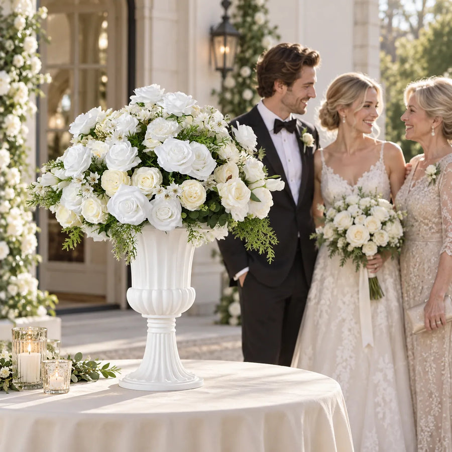 White Floral Centerpiece – Wedding Table Decor styled for a wedding celebration