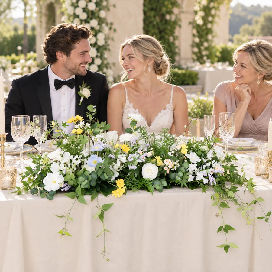 White Garden Floral Table Arrangement – Wedding Table Decor styled for a wedding celebration