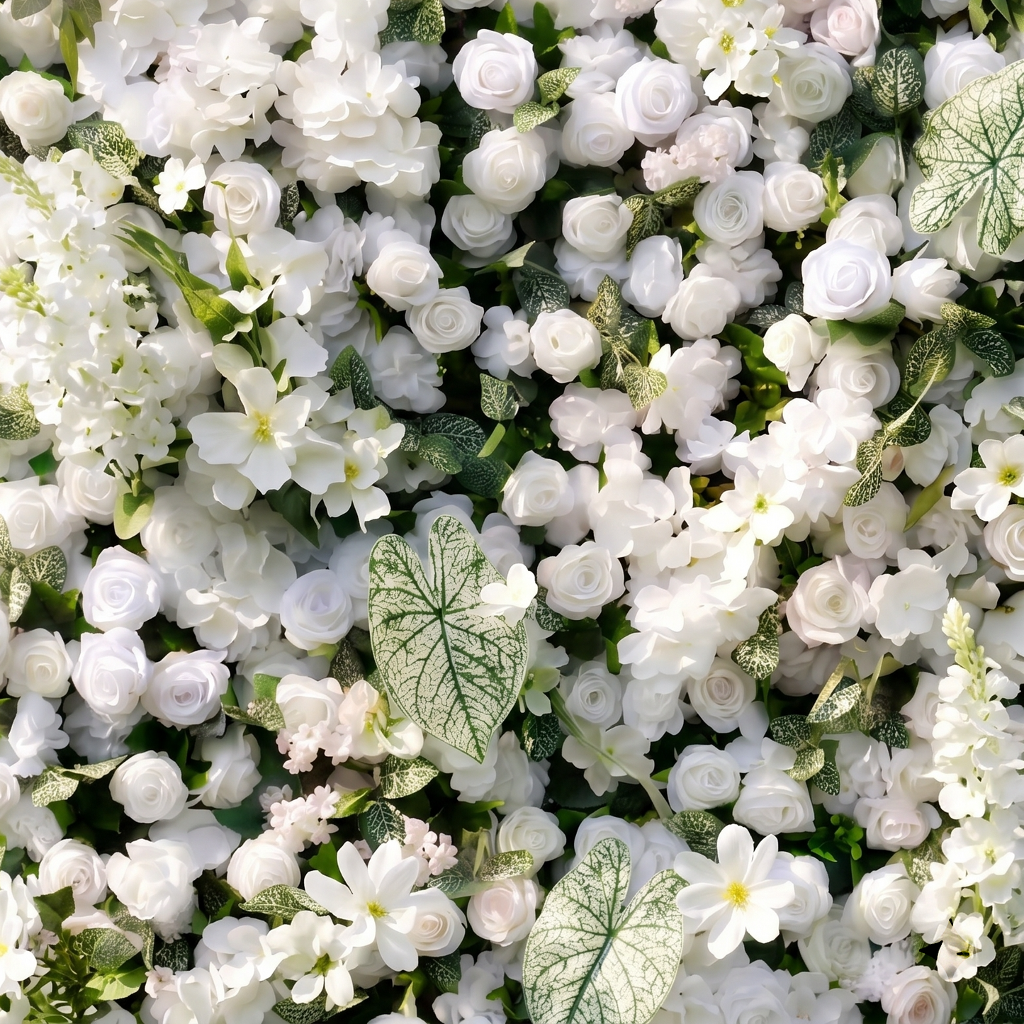 Dimensional white floral and greenery texture