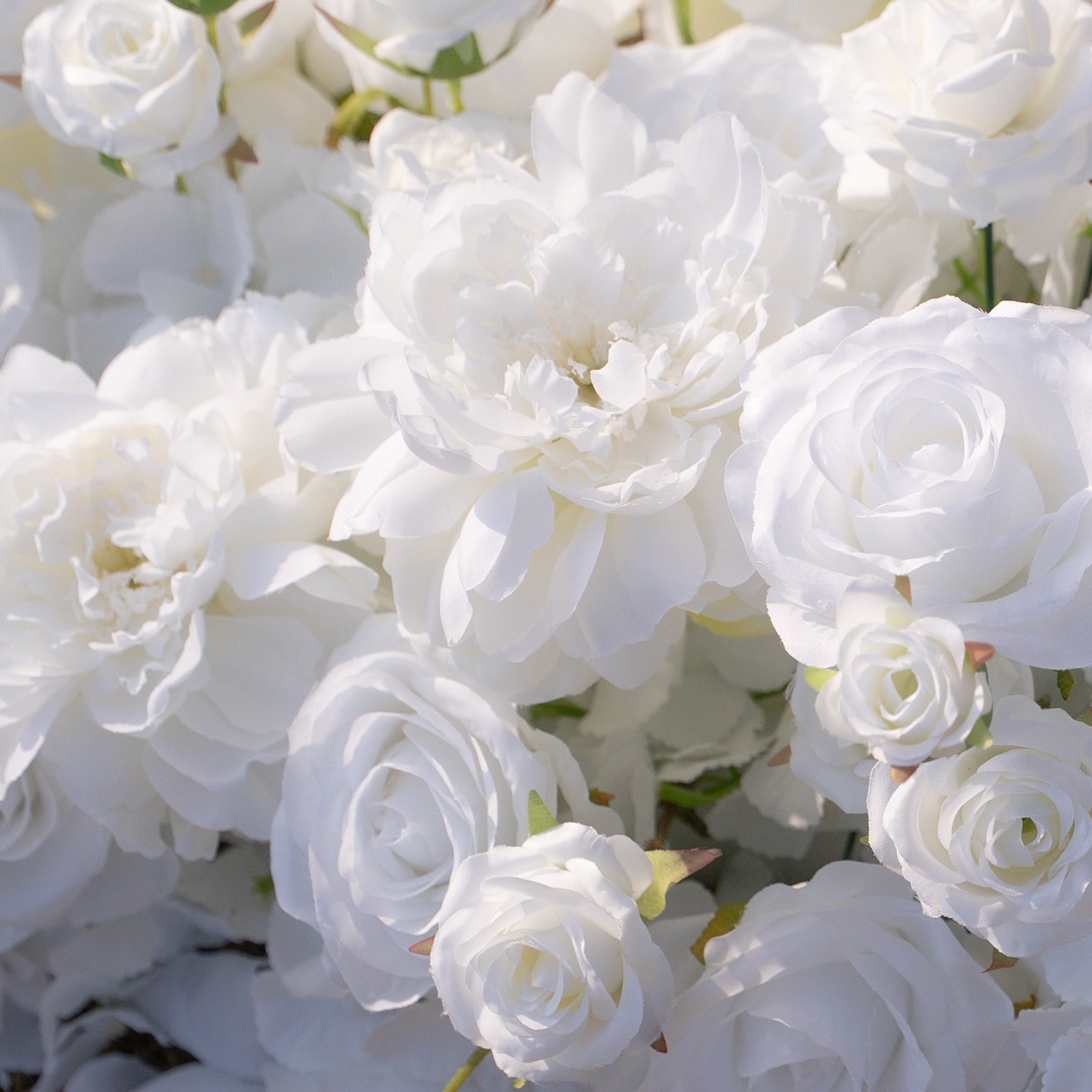 White silk rose and peony floral runner detail