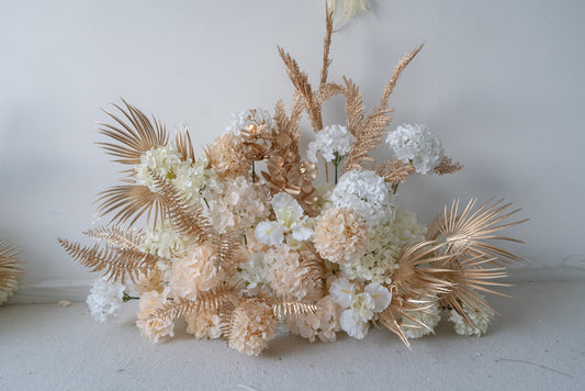 Pampas Beige Floral Row – Wedding Aisle Decor
