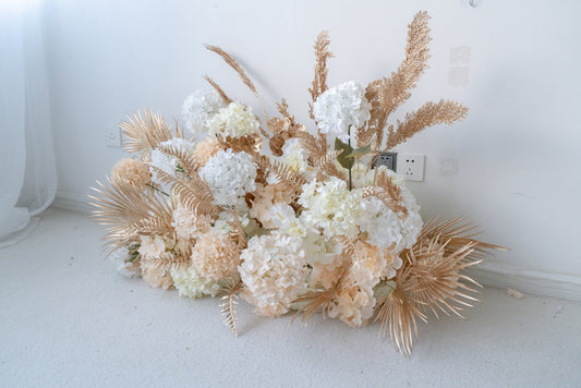 Pampas Beige Floral Row – Wedding Aisle Decor