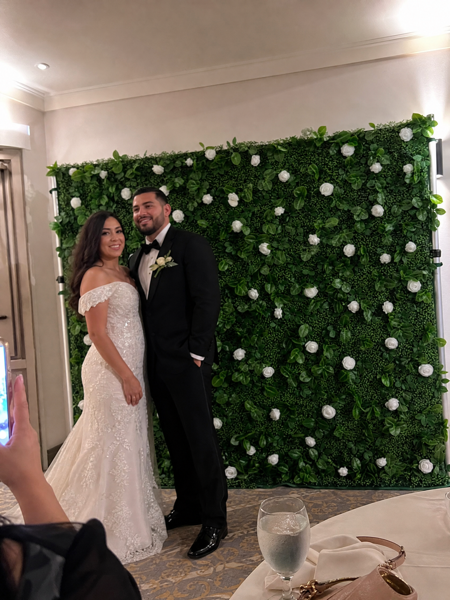 8x8 White Rose Flower Wall Backdrop for Weddings & Events