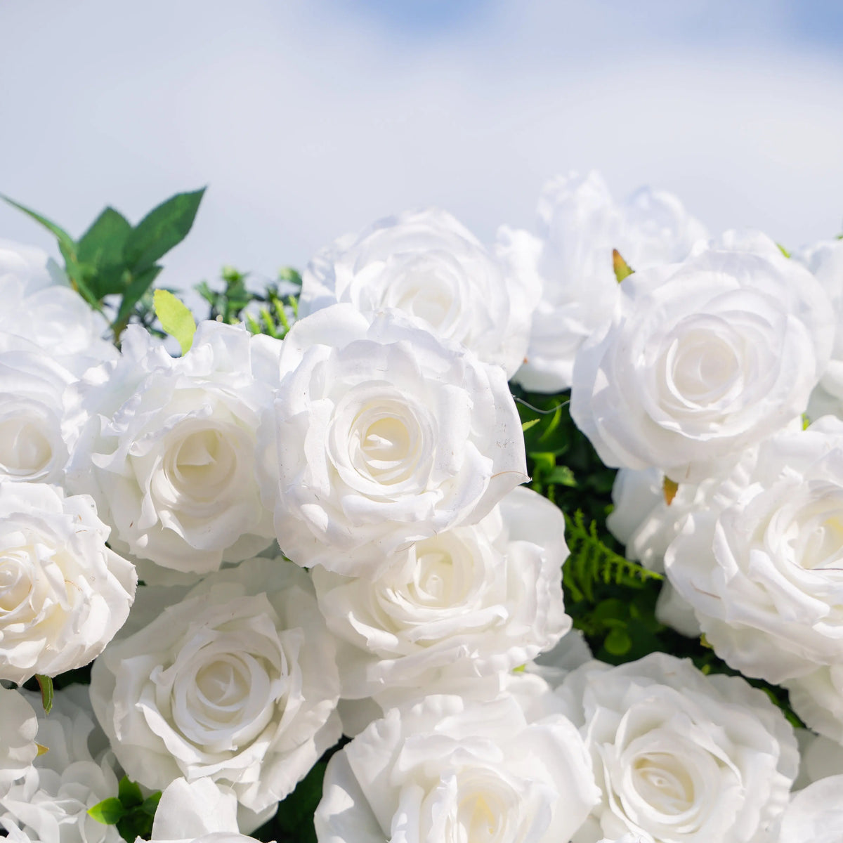 Artificial flower wall floral detail view