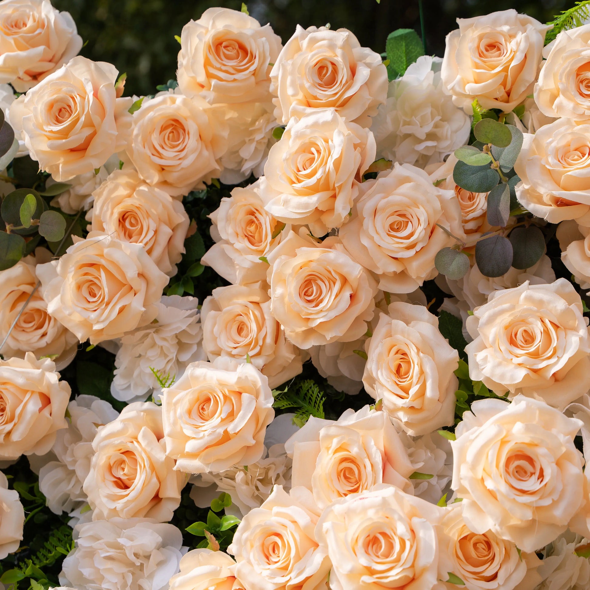 Artificial flower wall floral detail view