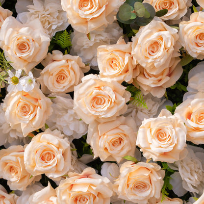 Artificial flower wall floral detail view