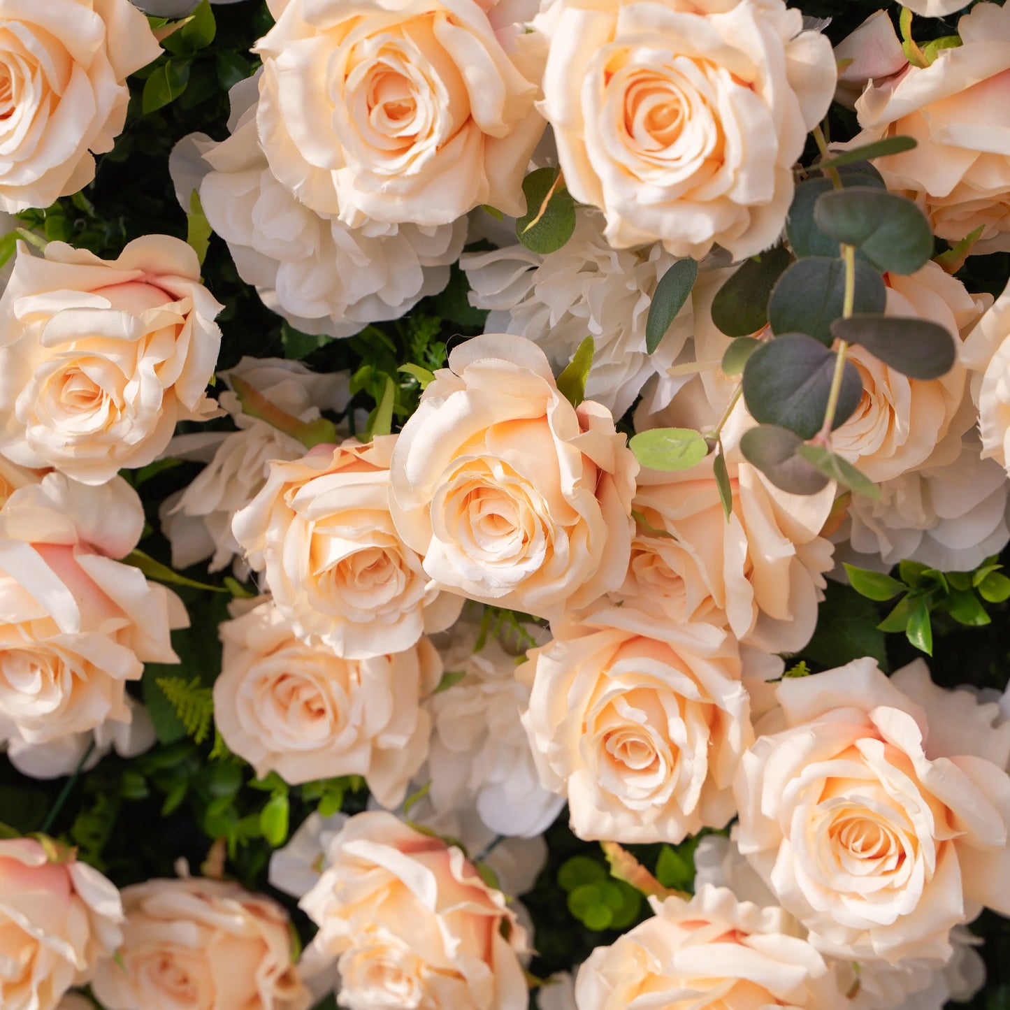 Artificial flower wall floral detail view