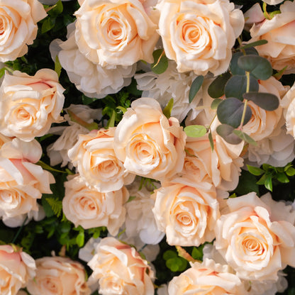 Artificial flower wall floral detail view
